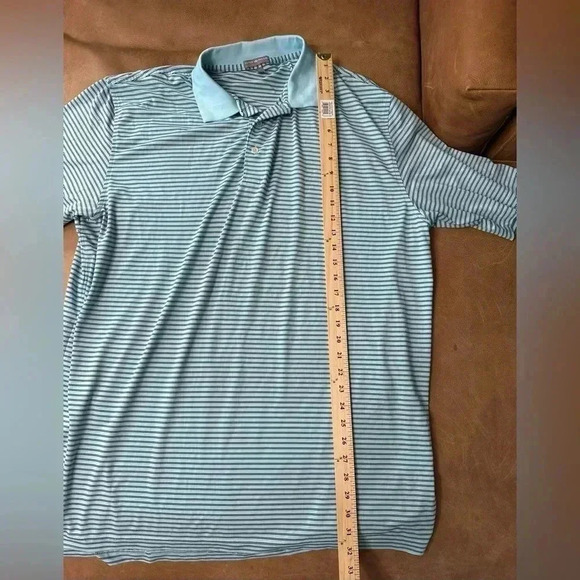 Peter Millar Summer Comfort XL Polo Light Blue Striped - Flawed - Picture 7 of 9